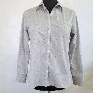 Lands End No Iron Supima long sleeved dress shirt gray pin stripe size 4P